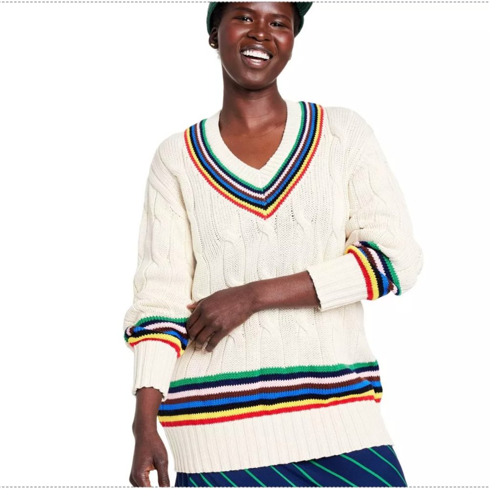 NWT Rowing Blazers X Target Croquet Stripe Cable Knit Sweater